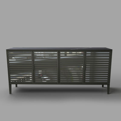 คุณภาพ  Customized Glass Aluminum Frame Furniture Wine Side Cabinet โรงงาน