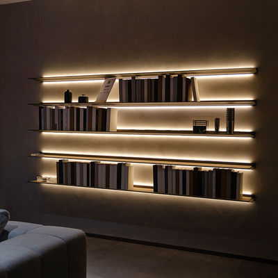 รูปแบบ L อลูมิเนียม เฟอร์นิเจอร์บ้าน Led Light ชั้นวางของลอย 100cm 120cm