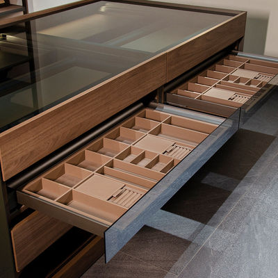 อลูมิเนียมแก้ว Walk In Robe Cabinetry Custom Made Walk In Closet แผ่นแสดงรายการ